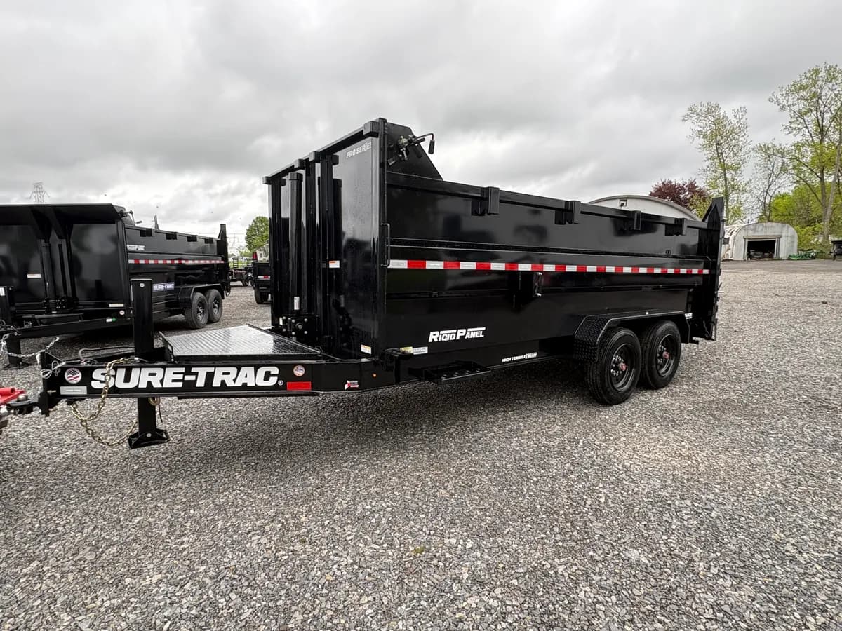 Sure-Trac Pro Series 7x16 17.6K 4' Side Telescopic Dump W/ Hydraulic Jack - View 1