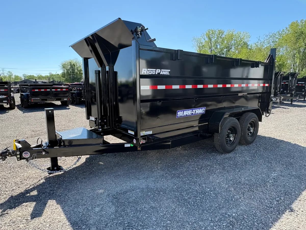 Sure-Trac 7x14 14K 4' Side Telescopic Dump Trailer W/ Hydraulic Jack - View 1